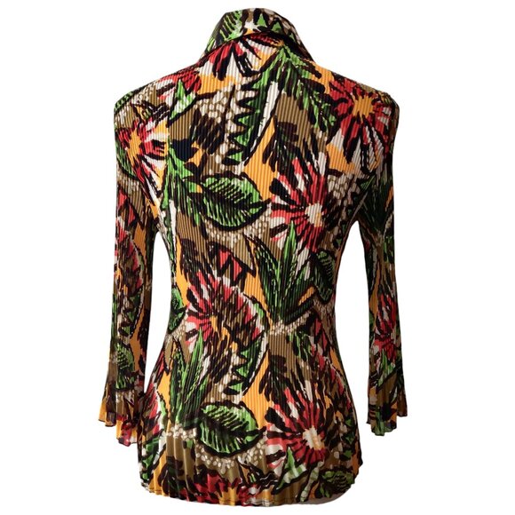 Signature Larry Levine Womens Size S Botanical Accordion Pleated Necklace Top - Picture 3 of 10